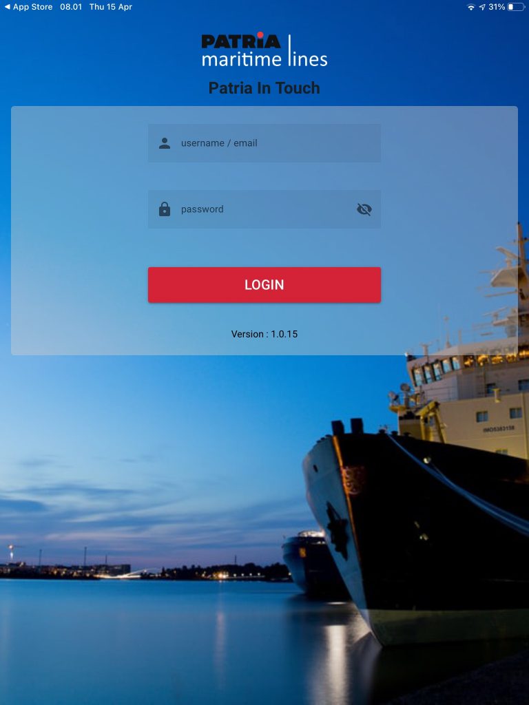 Halaman Login Mobile Apps